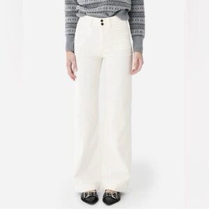 Faherty Stretch Cord Wide Leg Pants Egret Cream Size 27 High Rise